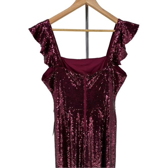 Gal Meets Glam Garnet Party Sequin Cropped Jumpsuit Ruffle Cap Sleeve size 12 - Picture 8 of 14